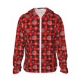 thumbnail image 1 of Balery Snowflakes On A Buffalo Plaid Sudadera ligera de manga larga con capucha y protección solar UPF 50+ para hombre y mujer, ideal para pesca y running-XX-Large, 1 of 7