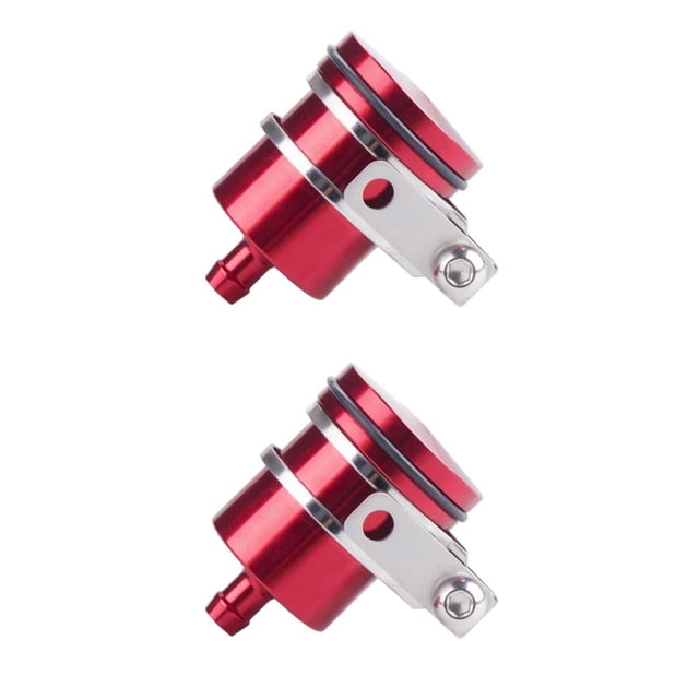 Riwesomey Cilindro de aceite de motocicleta CNC Universal, depósito de freno delantero de aleación de aluminio, olla de almacenamiento a prueba Rojo 2piezas