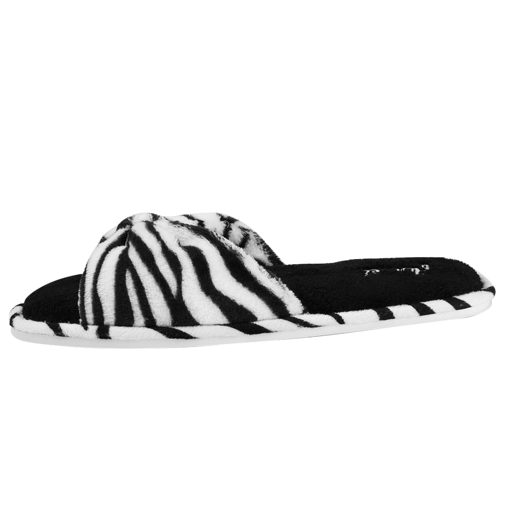 Aerusi Cozy Slide Black White Memory Zebras Foam Women Slipper