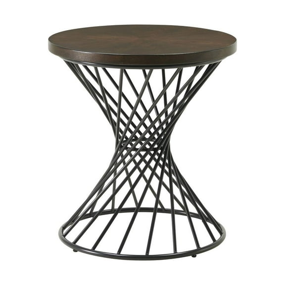 Elements Picket House Furnishings Williams Round End Table in Walnut
