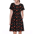 thumbnail image 1 of Easygdp Poker Creative Symbols para Vestido Transpirable de Mujer, Vestido Suelto de Manga Corta con Pliegues y Bolsillos para el Verano, 1 of 6