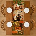 thumbnail image 3 of Rdsfhsp Halloween Animal Linen Table Runner 13x72 Inch, Owl Cat Pumpkin Pattern Table Runner for Dining Table Decor, Cute Fall Holiday Kitchen Decoration, 3 of 5