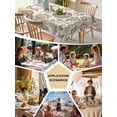 thumbnail image 5 of Farmhouse Brown Floral Table Cloth 60x102 Inch Rectangle, Linen Boho Flower Rustic Country Waterproof Tablecloth Washable Table Cover for Party Picnic Dinner Decor, 5 of 9