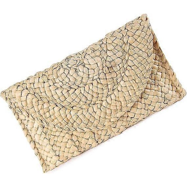 ZHAOCHENG Bolso de mano de paja para la noche, bolso cruzado de paja, bolsos de playa de verano para mujer, bolso de paja tejido tipo sobre, bolsos de fiesta para fiestas de noche