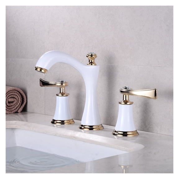 Basin Faucets Total Brass Black and Gold Bathroom Sink Faucets 3 Hole Double Handle Hot And Cold Waterfall Faucet Water Tap ,360° Swivel Spout