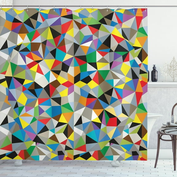 Ambesonne Abstract Shower Curtain, Geometric Mosaic Motif, 69"Wx75"L, Multicolor