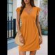thumbnail image 2 of Vestido Tipo Chaleco Holgado con Mangas de y Escote en V Profundo para Mujer, Color Naranja, Talla M, 2 of 6