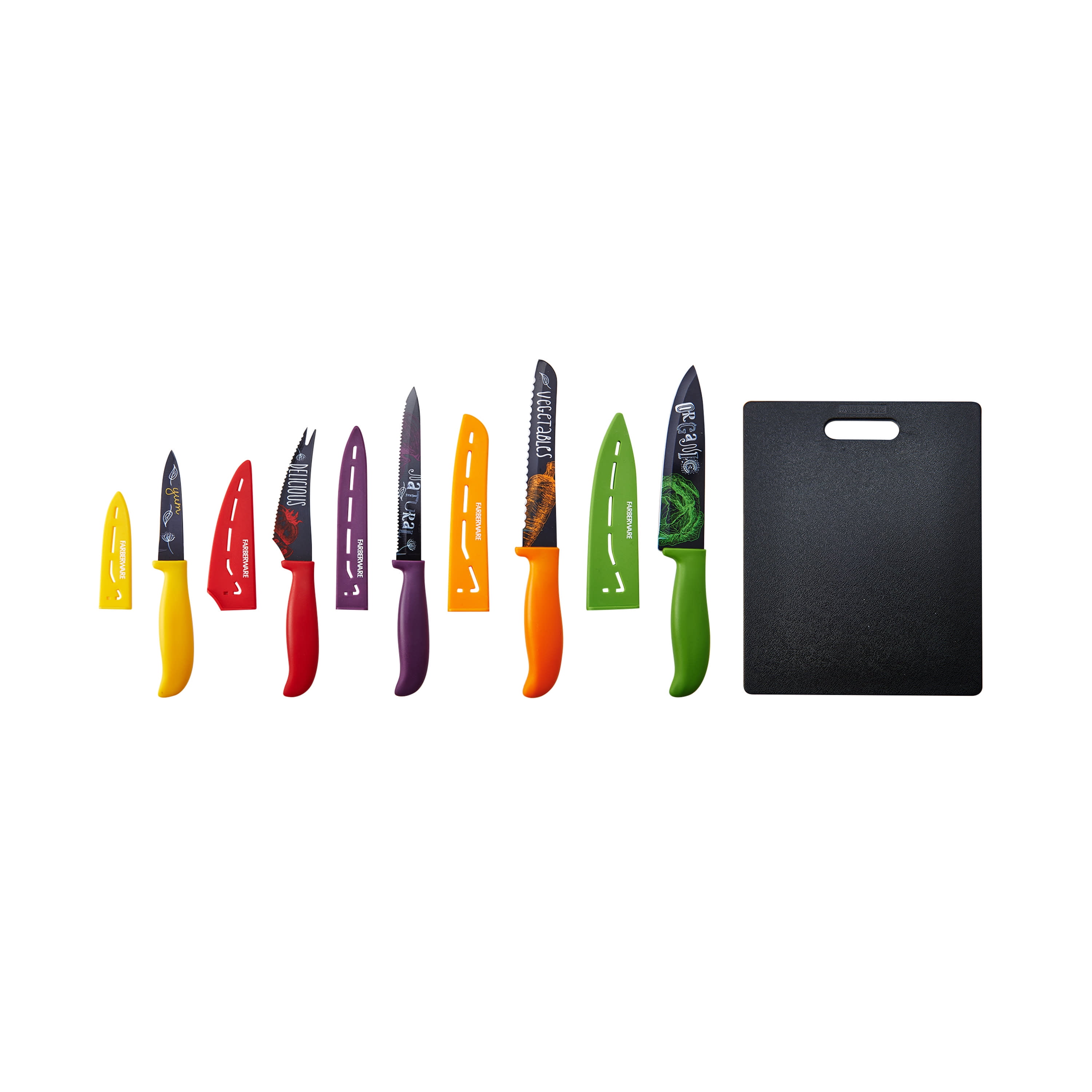 Farberware Pastel 11-Piece Knives & Cutting Board Set