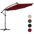 thumbnail image 1 of Gymax 10 FT Offset Patio Umbrella Solar Powered Cantilever Umbrella w/ 112 LED Lights Wine, 1 of 10