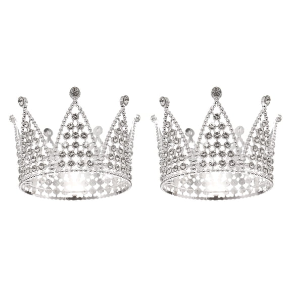 Unique Bargains Mini Crown Cake Toppers, Alloy Queen Tiara for Cake Decor Silver