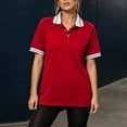 thumbnail image 4 of Polo Shirts for Women Summer Collared V Neck Short Sleeve Shirts Dressy Casual Button Down Lightweight Side Split Golf Shirt, XL, 4 of 4