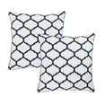 thumbnail image 2 of 18''x18'' Embroidered Boho Cotton Throw Pillow Set of 2 Decorative Square Pillow Cover, Trellis, Blue/White, 2 of 5