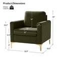 thumbnail image 7 of Tina's Home Modern Velvet Accent Chair Set of 2 with Gold Metal Legs, Tufted Club Chairs for Living Room, Bedroom & Office, Moss, 7 of 7