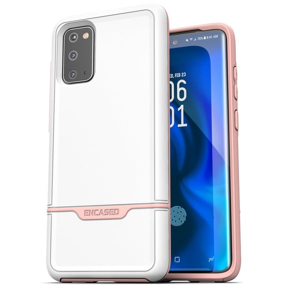 Protective Galaxy S20 Case Pink Military Grade Heavy Duty Full Body Cover (Samsung S20) White/Pink