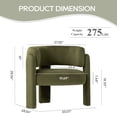 thumbnail image 2 of MALOL Modern Velvet Accent Chair, Upholstered Barrel Side Chair, Comfy Round Upholstered Arm Chair with 3 Legs for Living Room, Bedroom, Reading, Green, 2 of 15