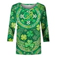 thumbnail image 4 of Mceream St Patricks Day T-Shirt pour Femmes Drôle Manches 3/4 Hauts Mignons Décontractés Col Rond T-Shirts Graphiques Trèfle Imprimé Floral 2026 Hauts Chemisiers Grande Taille Vert P, 4 of 5
