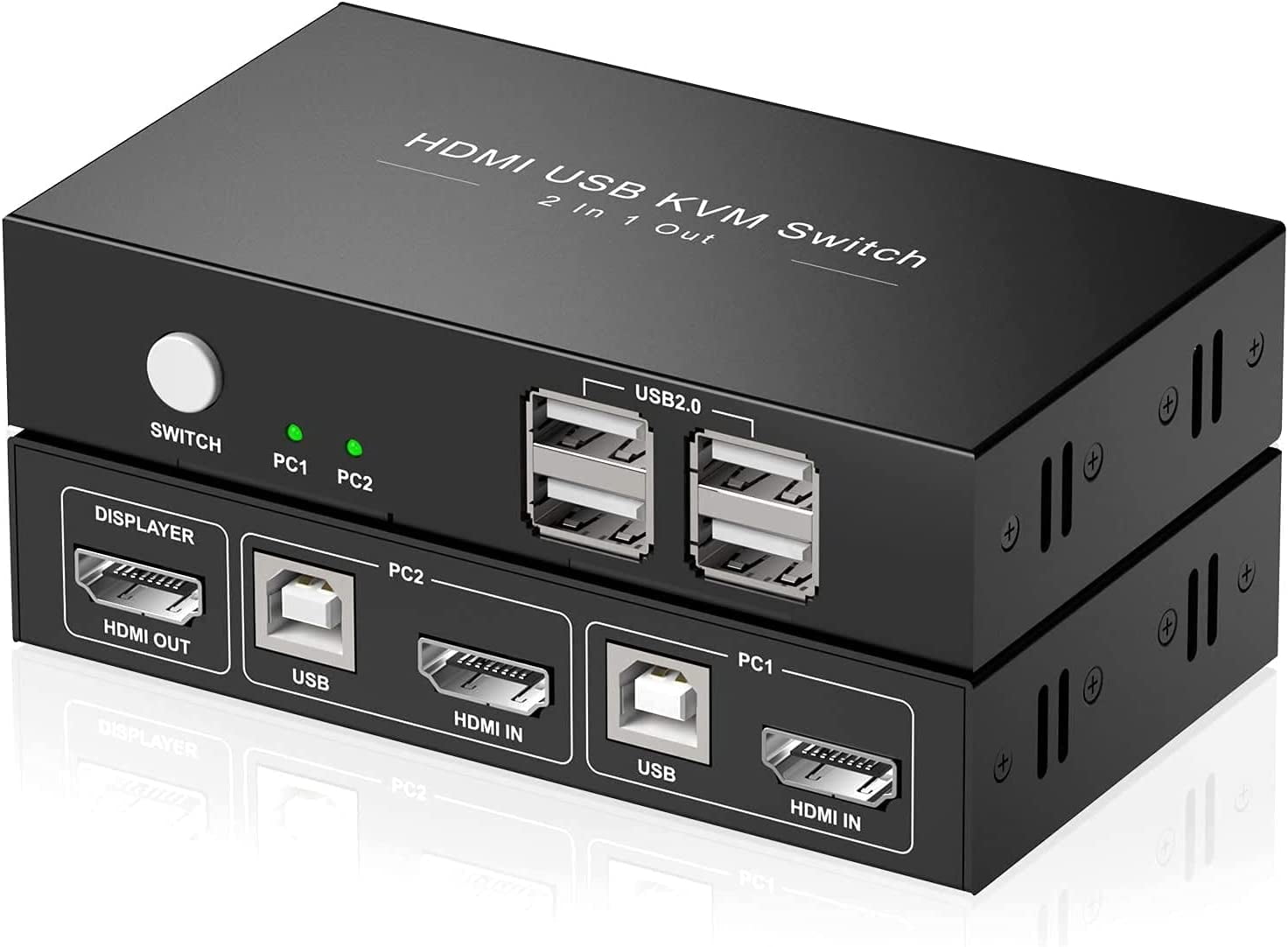 KVM Switch HDMI Port Box, with 4 USB 2.0 Share 2 Computers, UHD 4Kx2K@30Hz, Support Keyboard and Mouse, Powered by USB, with HDMI and USB Cables Walmart.com