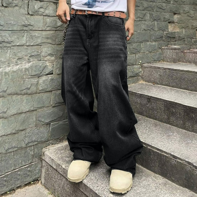 DVKOVI Men's Baggy Hop Jeans Wide Leg Skater Denim Pants DVKOVI Men's Baggy Hop Jeans Wide Leg Skater Denim Pants