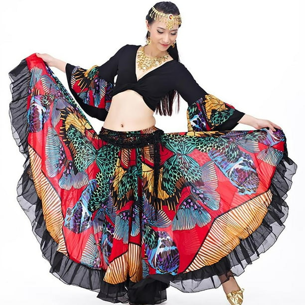 de Danza Del Vientre Tribal Gypsy Flamenco Maxi Faldas Traje de