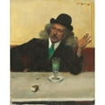 thumbnail image 2 of André Victor Édouard Devambez 12x14 Black Ornate Wood Framed Double Matted Museum Art Print Titled: At the Cafe (Before 1915), 2 of 5