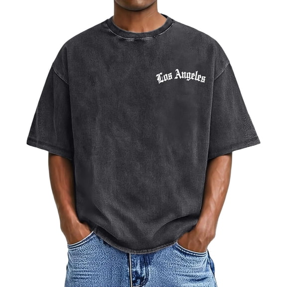 Tshirts Shirts for Men Oversized Print Short Sleeve Soft Casual Retro Graphic Comfortable Fit Tee Black L