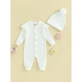 thumbnail image 2 of GXFC Infant Girl Fall Jumpsuits 3M 9M 12M 18M 24M Baby Girl Long Sleeve Button Down Bodysuit with Hat Set Autumn Clothing for Newborn Girl, 2 of 8