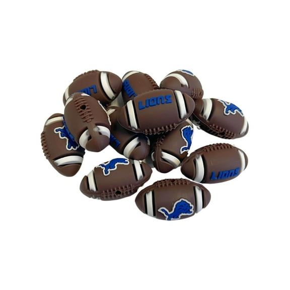 Detroit Football Shaped Logo Focal Beads 12 pk 1.16 Silicone for Freshie Hangers Beadable Pens Keychains Charms Sports Ball Lion