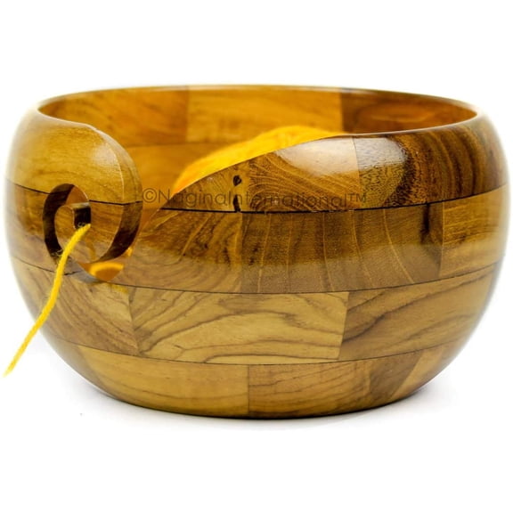 Yarn Bowl Mahogany Wood - (X-Large) - 8 x 8 x 4 Inches