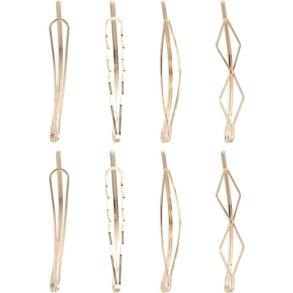 ELAYARD Golden Geometric Hair Clips for Women's 8pcs Alloy Hairpins with Design and Comfort