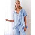 thumbnail image 2 of Conjunto de pijama COZYPOIN Gingham de algodón a cuadros de 2 piezas para mujer, 2 of 7