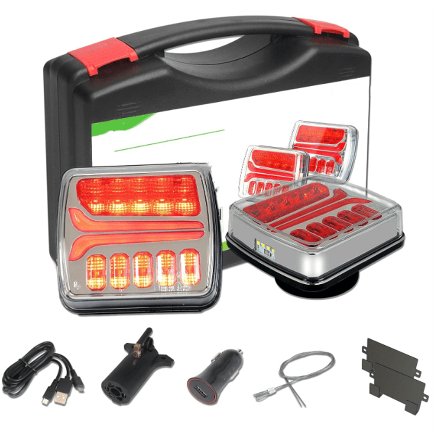 Wireless Trailer Lights, Magnetic LED Trailer Light Rechargeable, Portable Tow Lights Kit for Trucks, Wrenker, Boat, RV, Caravan, DOT Compliant