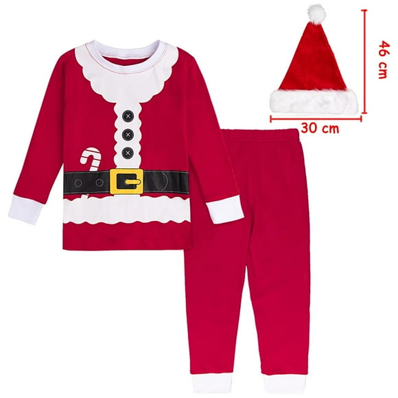 Pyjamas de Noël pour enfants, garçons et filles, vêtements de nuit, père noël, elfe, avec chapeau, vêtements de nuit, cadeau de nouvel an, 2-14 ans