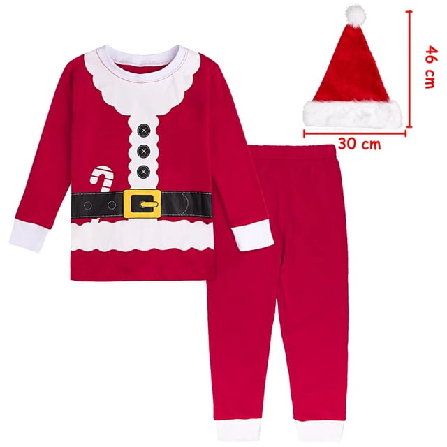 Pijamas de Navidad para niños, niñas, elfo, Papá Noel, ropa de dormir para niños pequeños, Navidad con sombrero, ropa de dormir, regalo de Año Nuevo, ropa de 2 a 14 años