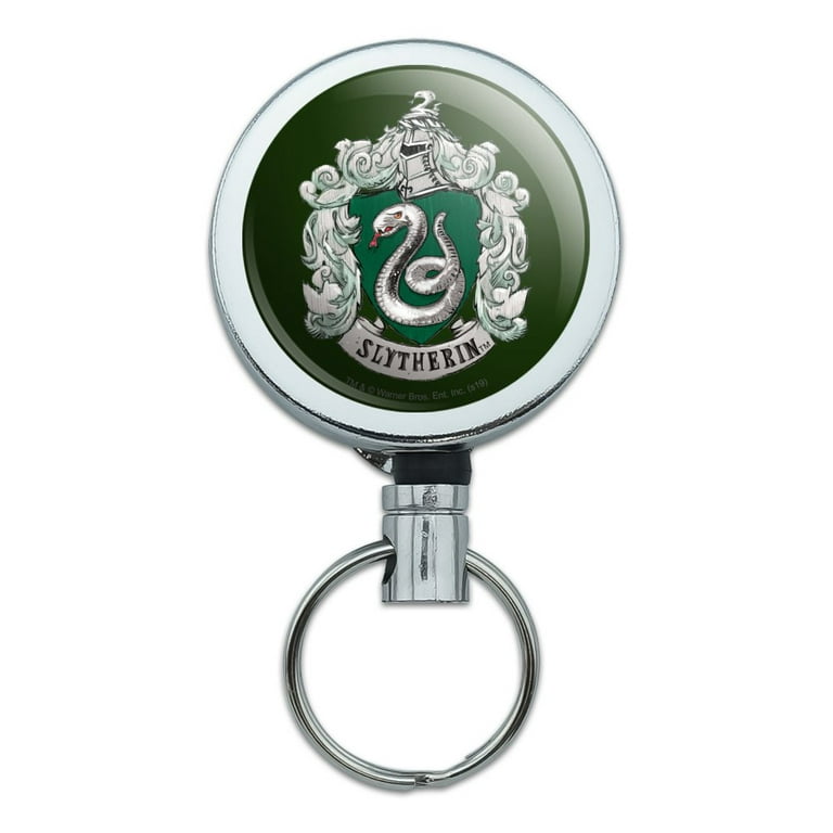 Harry Potter Slytherin Painted Crest Heavy Duty Metal Retractable Reel ID  Badge Key Card Tag Holder with Belt Clip 