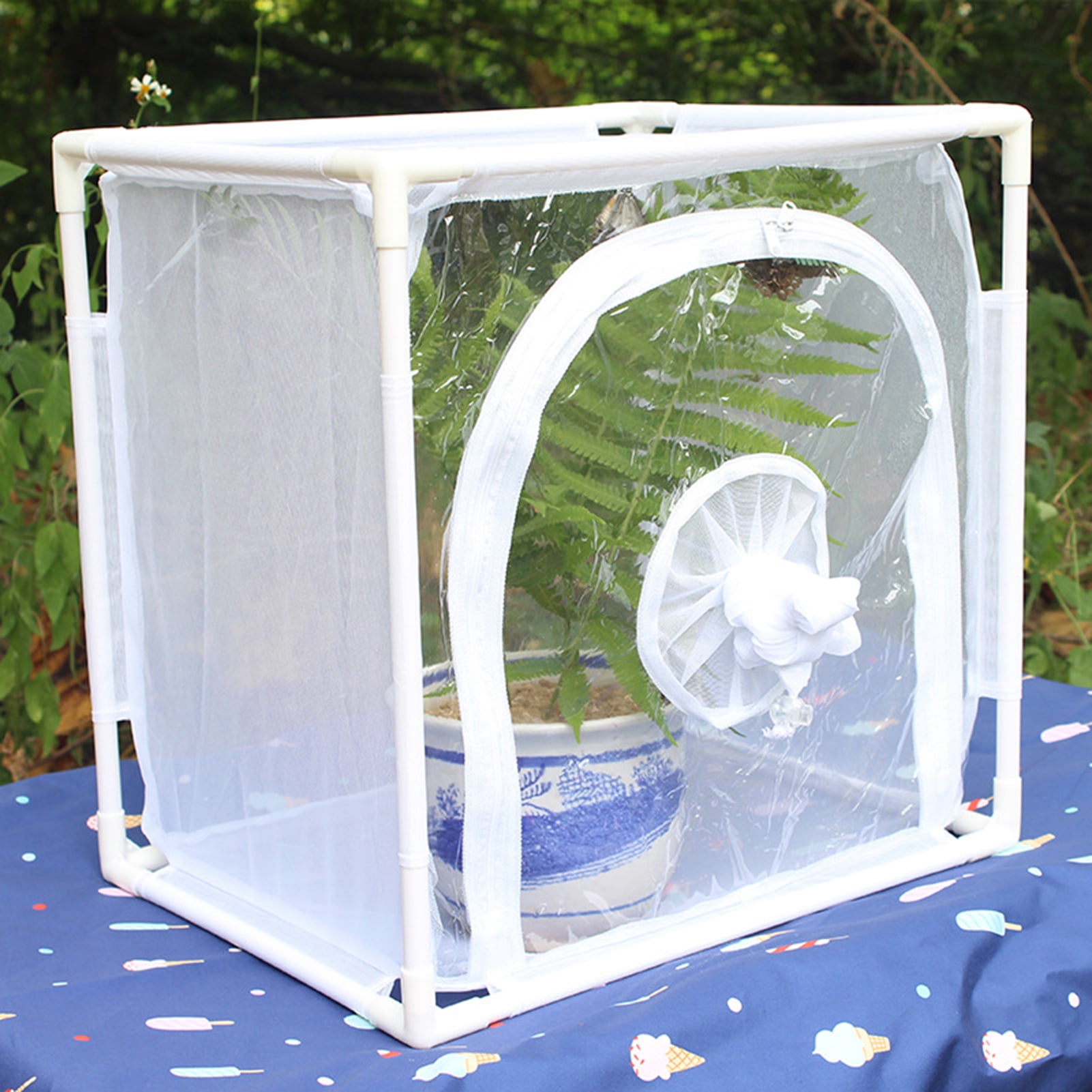AYYUFE Mesh Cage Wear Resistant Collapsible PVC Plant Small Animal Observation Net Cage for Outdoor