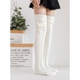 thumbnail image 2 of Gustave Women's Wool Thigh High Stockings,Over The Knee High Socks Leggings, Winter Cable Knitted Stretchy Long Sockings "White", 2 of 7