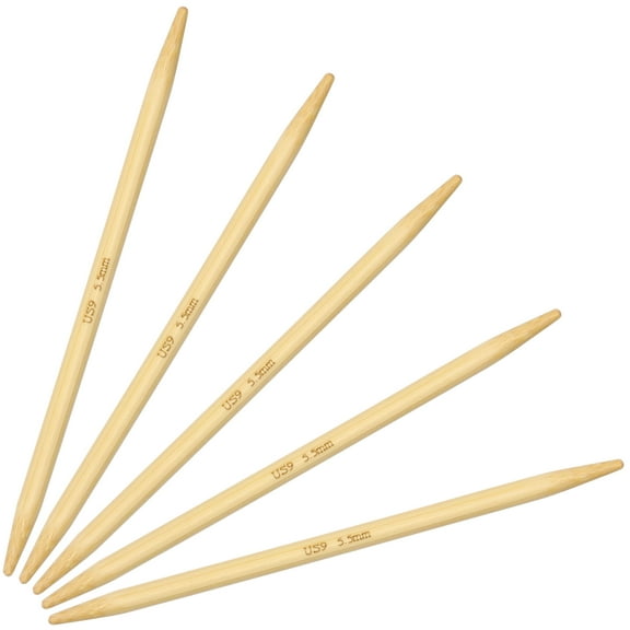 JubileeYarn 5" Double Point Bamboo Knitting Needles Set - 5.5mm - Natural