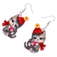 thumbnail image 3 of Cute Christmas Cat Earrings Acrylic Santa Hat Scarf Pets Dangle Jewelry For Women Charms Party Gifts, 3 of 6
