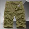 thumbnail image 2 of Mens Cargo Shorts Size 36 Inch Waist 6 Inseam Comfy Elastic Waist Streetwear Trousers Relaxed Fit with Pockets,Army Green,30, 2 of 4