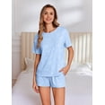 thumbnail image 4 of Ekouaer Pajama Set for Women Viscose from Bamboo Short Sleeve Tops and Shorts Set 2 Piece Lounge Set, 4 of 6