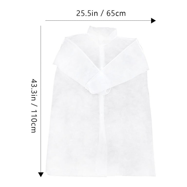 ADDHAT Non-Woven Fabric Laboratory Coat White Long Sleeve for Lab Use