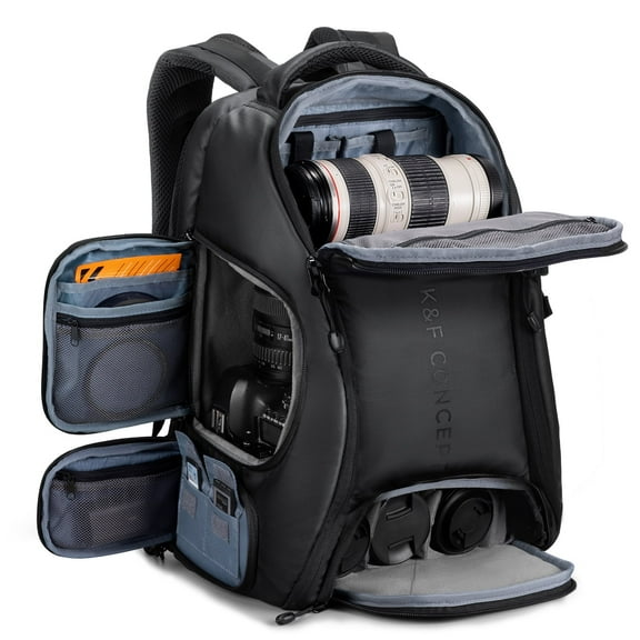 K&F Concept Camera Backpack 25L Large Capacity Camera Bag for Photographers with Raincover Camera Case with 15.6" Laptop Compartment (Black)