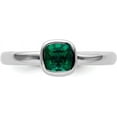 thumbnail image 4 of Solid Sterling Silver Stackable Expressions Cushion Cut Cr. Emerald Ring - Ring Size 9.0, 4 of 8