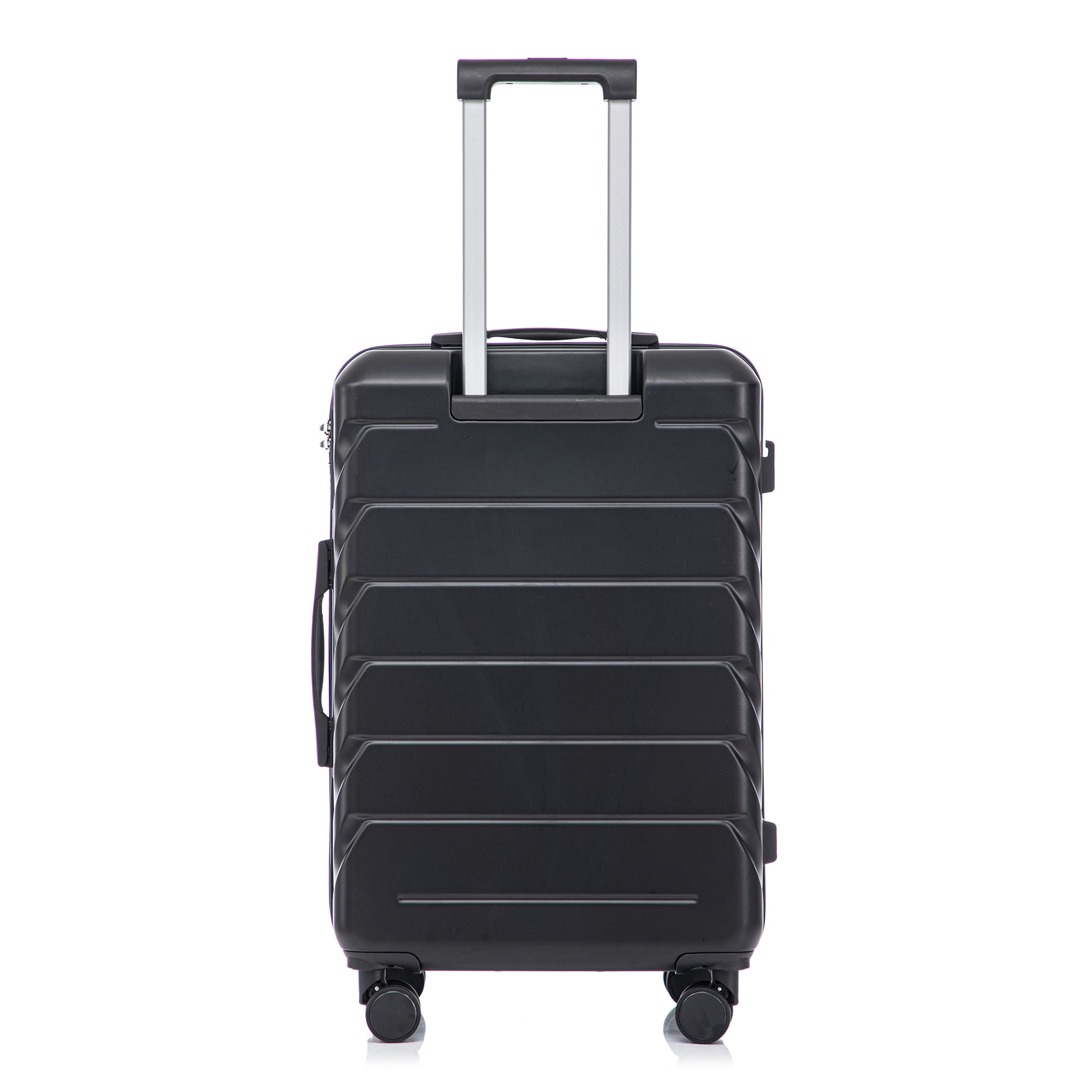 28 Inch ABS Hard Shell Large Travel Checked Luggage - Scratch Resistant Surface Four Multi-Directional Wheels, With Combination Lock and Side Hooks .(Black)