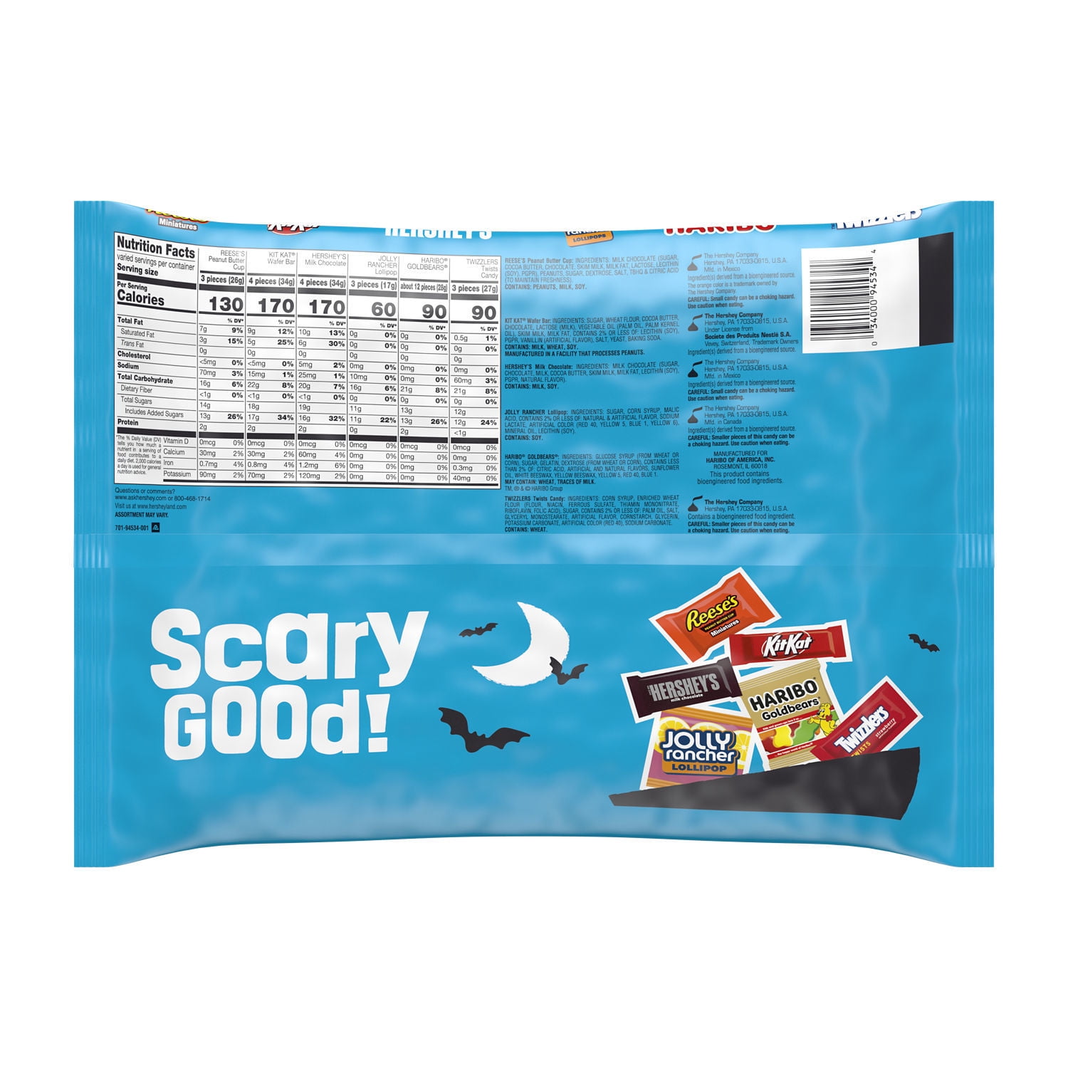 Hershey Miniatures Assorted Flavored Halloween Candy, Bag 23.36 oz, 75 Pieces