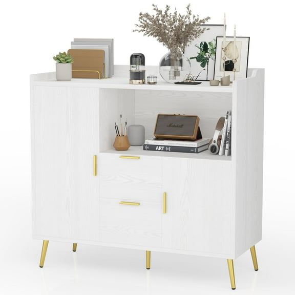 Towallmark Entryway Cabinet, Kitchen Storage Cabinet, Farmhouse Buffet Sideboard with 2 Drawers and 2 Doors,Coffee Bar with Storage for Dining Room Living Room