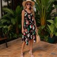 thumbnail image 3 of HELLHERO Mexican Theme Sugar Skull Cactus Women Sleeveless Casual Dress, Side Pockets Summer Sleeveless Sundress Irregular Hem Round Neck Summer Sleeveless Dress, 3 of 8
