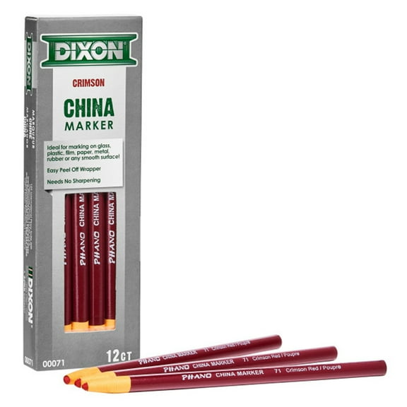 Dixon Phano China Markers, Crimson Red, Pack of 12