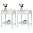 thumbnail image 1 of Gymax Table de Chevet 2 Pcs Table d'Appoint de Canapé Bout de Canapé Chambre Salon avec Tablette Tiroir Blanc, 1 of 10