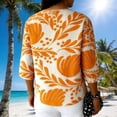 thumbnail image 5 of Gamivast Linen Womens Tops Dressy Casual Leaf Print V-Neck Tunic Tops 3/4 Sleeve Summer Blouses Floral Work Office Holiday Wear Outfits, 5 of 8